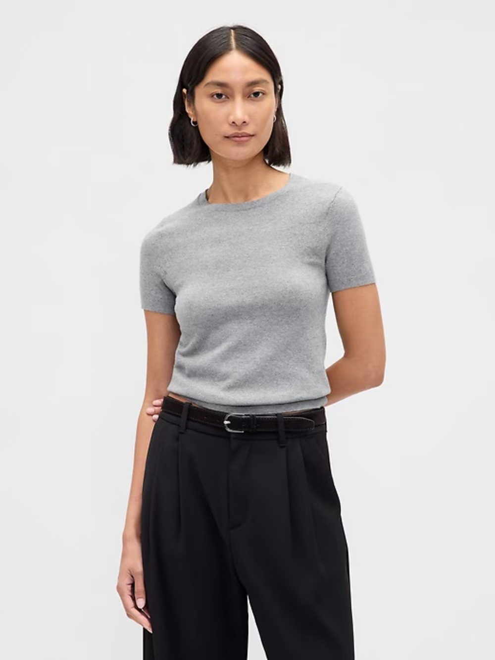 GAP CashSoft Baby Sweater Tee in Gray